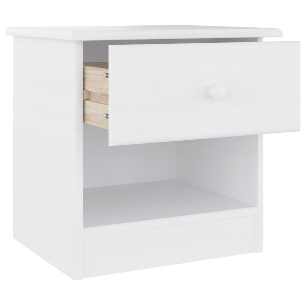 Solid Pine Bedside Cabinet ALTA White 41x35x41 cm