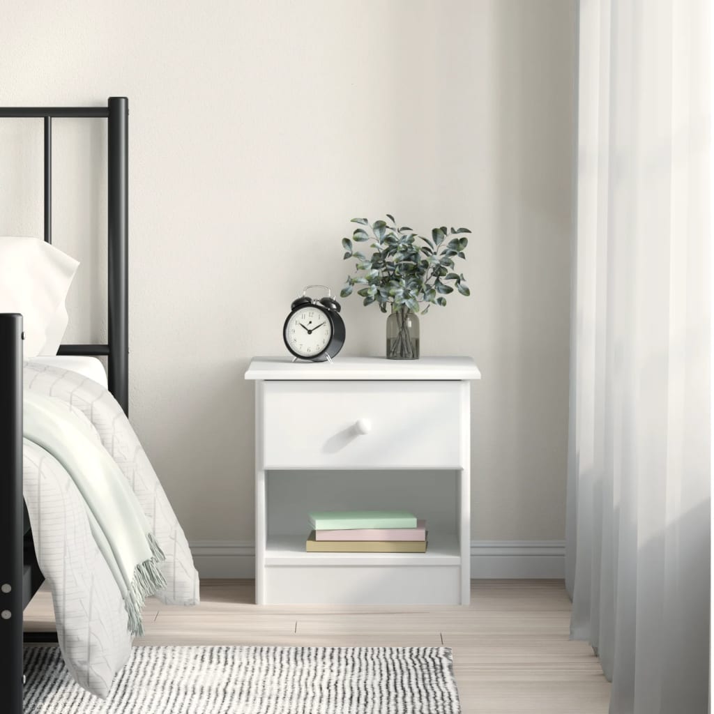 Solid Pine Bedside Cabinet ALTA White 41x35x41 cm