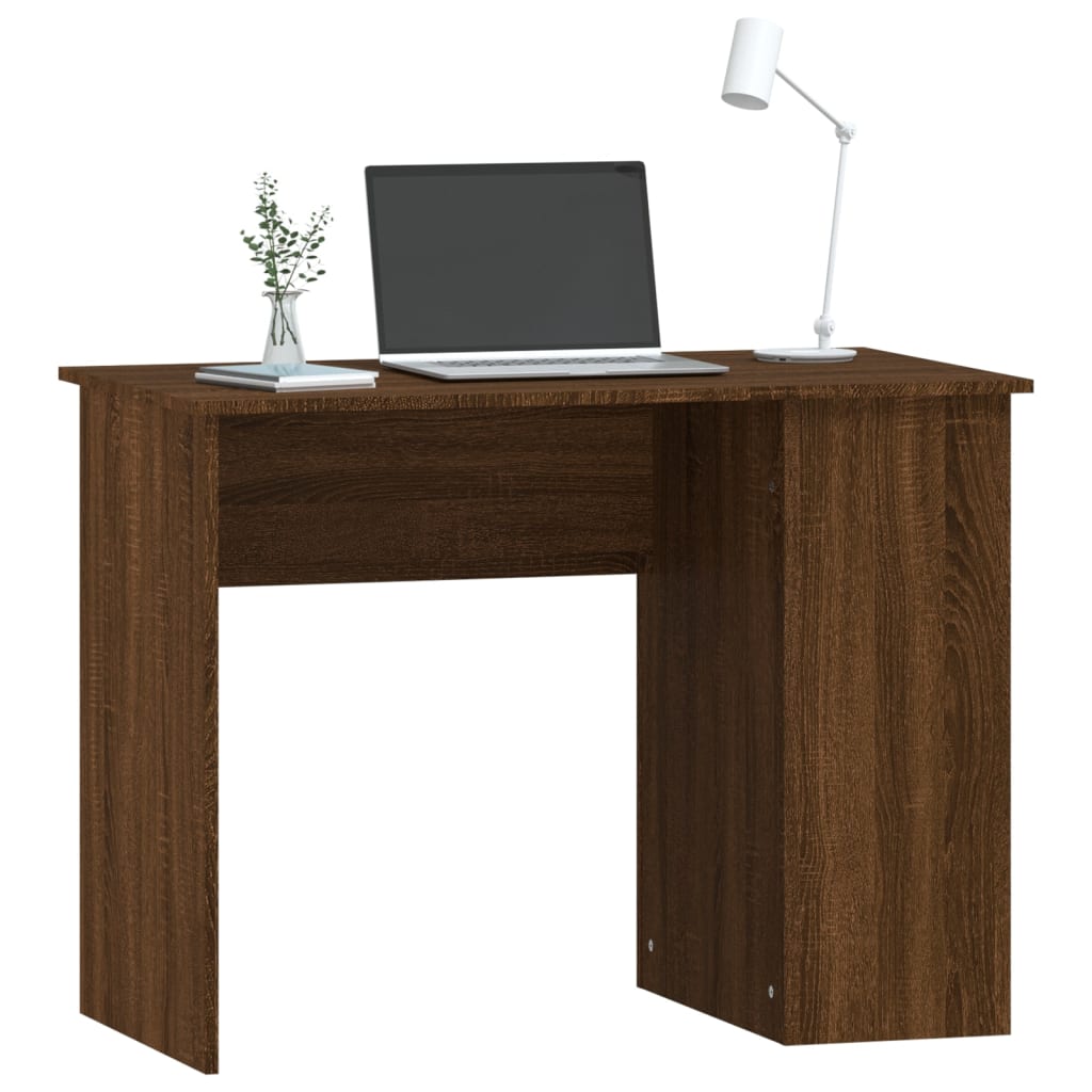 Brown Oak Desk - 100x55x75cm - Stylish Engineered Wood