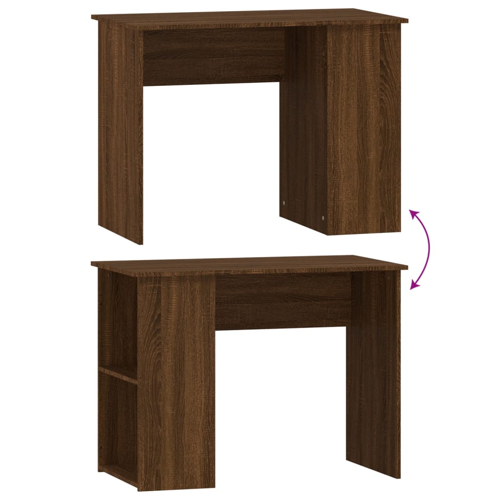 Brown Oak Desk - 100x55x75cm - Stylish Engineered Wood