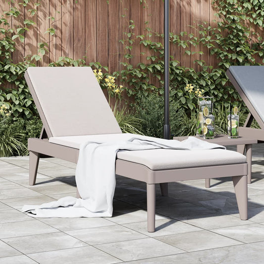 Cappuccino Sun Lounger, 186x60x29 cm, Durable PP Material