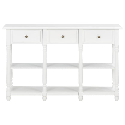 Sleek White Console Table - 110x30x76cm Engineered Wood