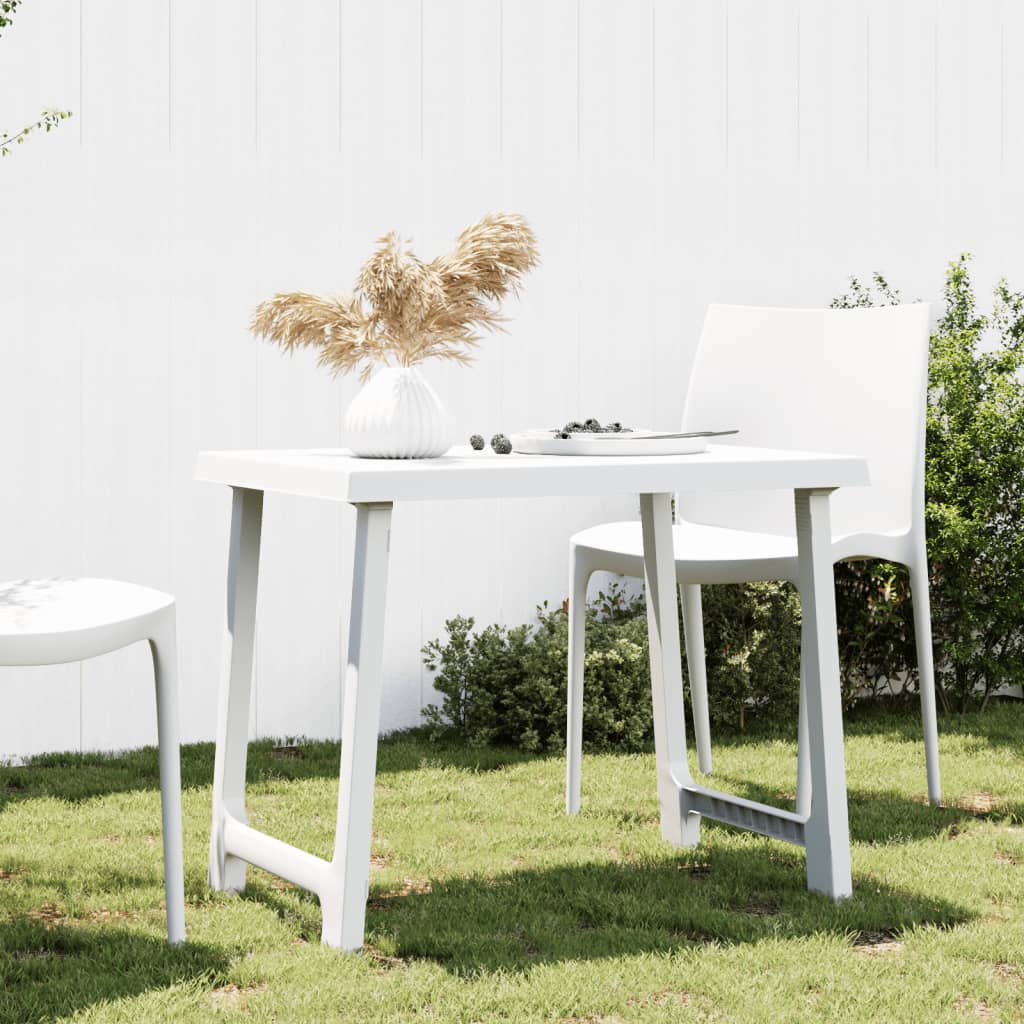 Camping Table White 79x56x64 cm PP Wooden Look