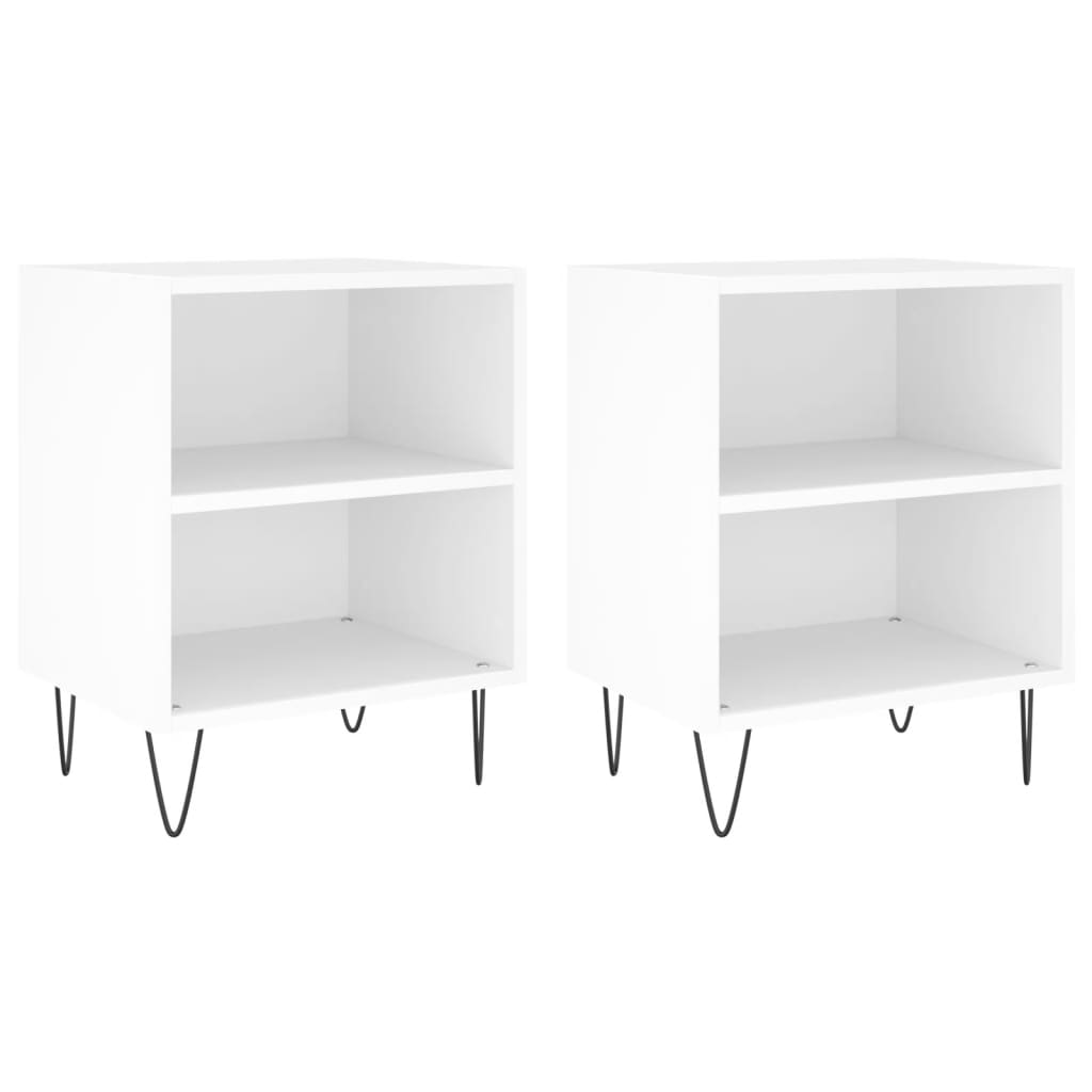 White Engineered Wood Bedside Cabinets, 2 Pcs, 40x30x50 cm