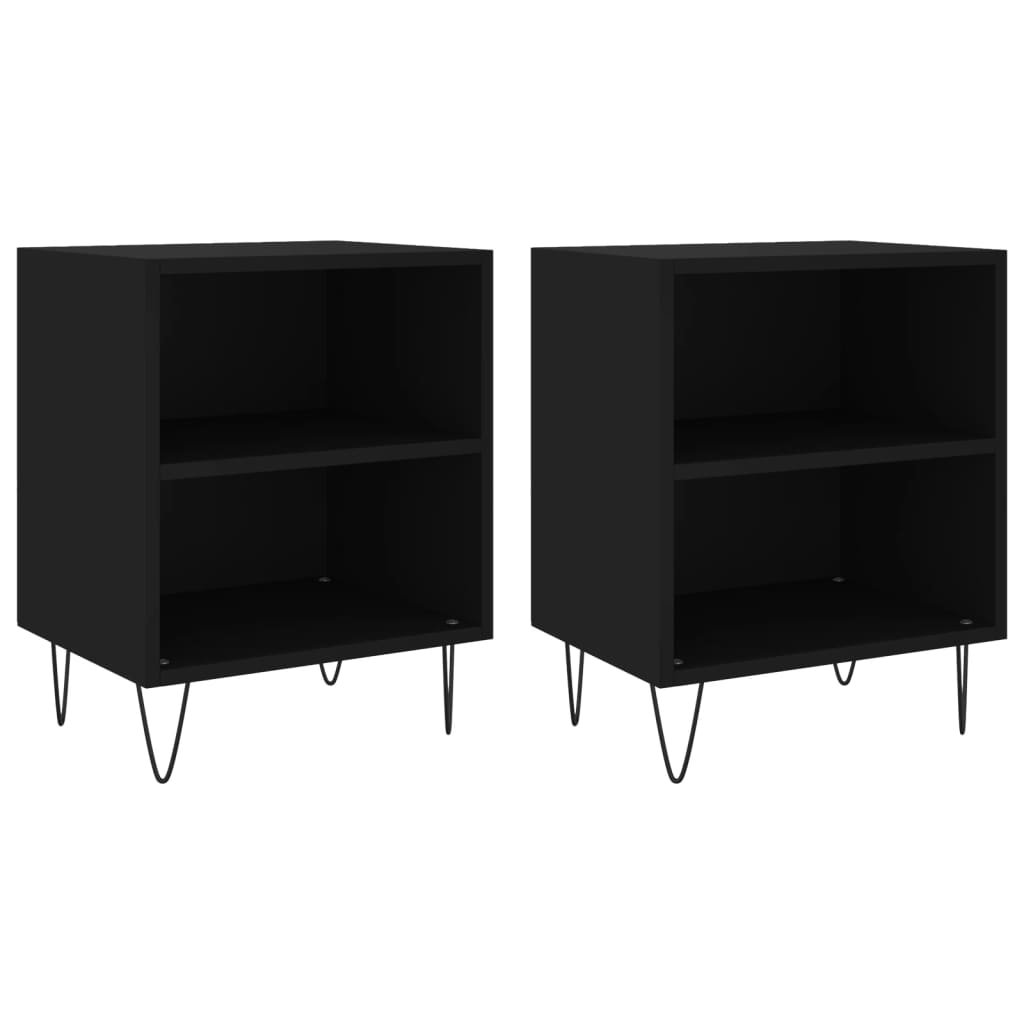 Black Engineered Wood Bedside Cabinets Set of 2 (40x30x50 cm)