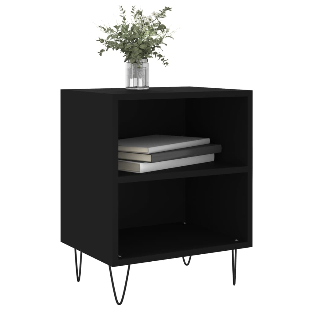 Black Engineered Wood Bedside Cabinets Set of 2 (40x30x50 cm)