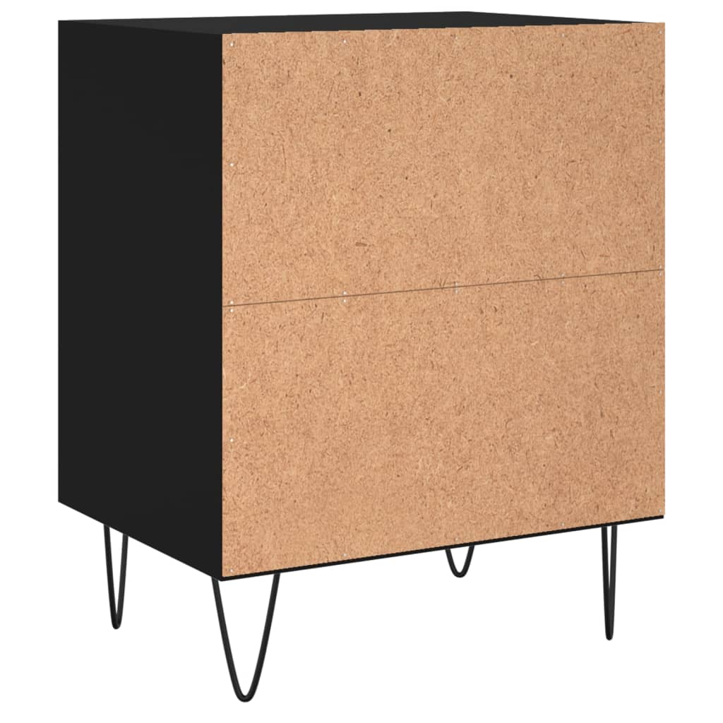 Black Engineered Wood Bedside Cabinets Set of 2 (40x30x50 cm)