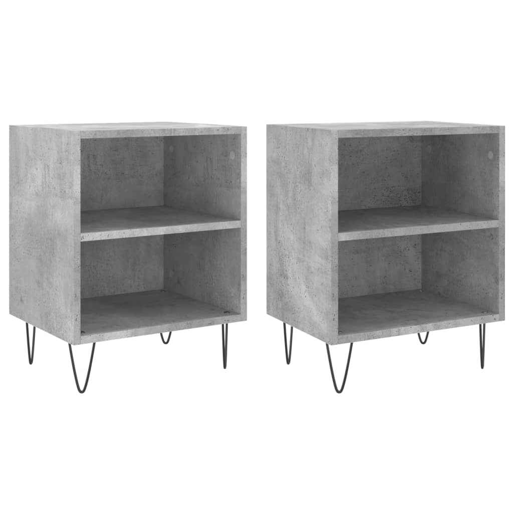 Concrete Grey Bedside Cabinets Set of 2 - 40x30x50 cm Engineered Wood