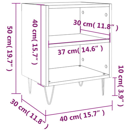 Concrete Grey Bedside Cabinets Set of 2 - 40x30x50 cm Engineered Wood
