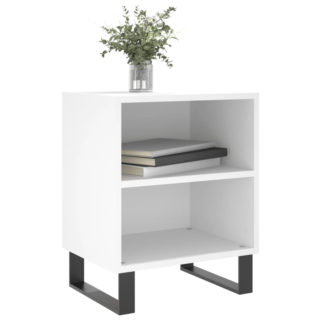 White Engineered Wood Bedside Cabinet, 40x30x50 cm