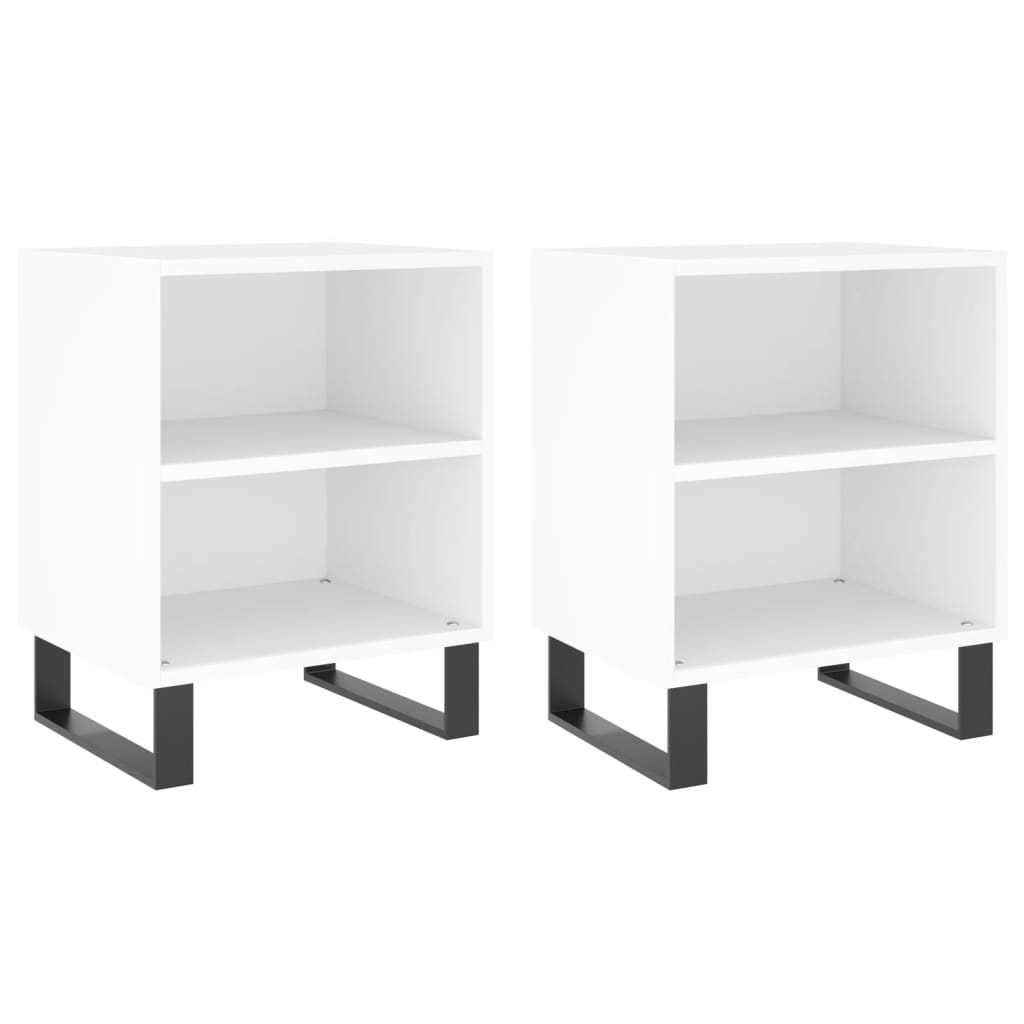 White Engineered Wood Bedside Cabinets Set of 2 - 40x30x50 cm