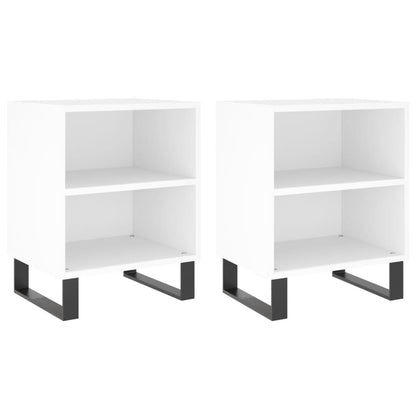 White Engineered Wood Bedside Cabinets Set of 2 - 40x30x50 cm