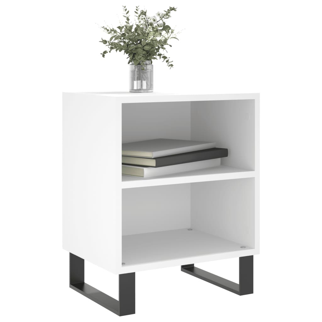 White Engineered Wood Bedside Cabinets Set of 2 - 40x30x50 cm