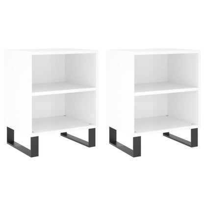 Elegant High Gloss White Bedside Cabinets, Set of 2, 40x30x50 cm