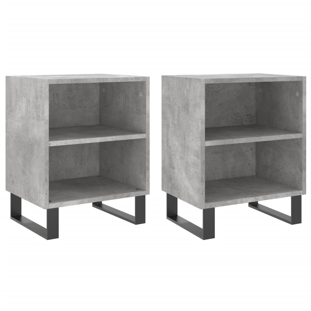 Concrete Grey Bedside Cabinets 2pcs – Engineered Wood 40x30x50 cm