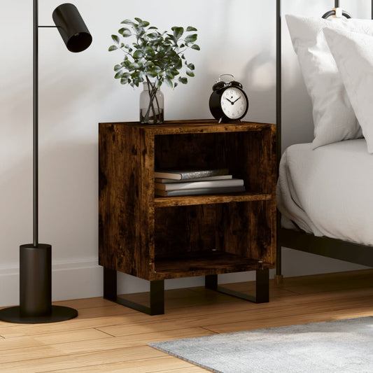 Smoked Oak Bedside Cabinet 40x30x50 cm - Engineered Wood