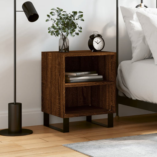 Brown Oak Bedside Cabinet, 40x30x50 cm, Engineered Wood