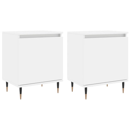 White Bedside Cabinets Set of 2 - 40x30x50 cm, Engineered Wood