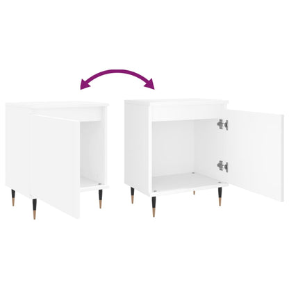 White Bedside Cabinets Set of 2 - 40x30x50 cm, Engineered Wood