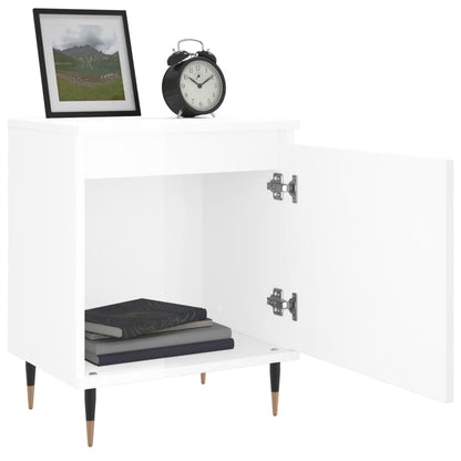 High Gloss White Bedside Cabinet, Engineered Wood, 40x30x50 cm
