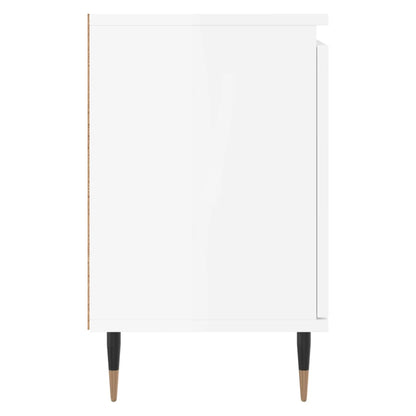 High Gloss White Bedside Cabinet, Engineered Wood, 40x30x50 cm