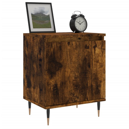 Set of 2 Smoked Oak Bedside Cabinets - 40x30x50 cm Engineered Wood