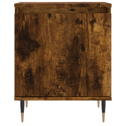 Set of 2 Smoked Oak Bedside Cabinets - 40x30x50 cm Engineered Wood