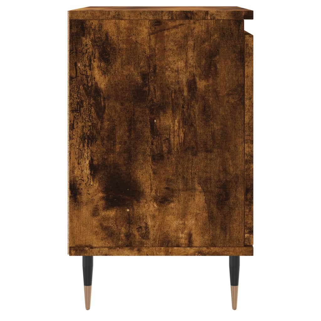 Set of 2 Smoked Oak Bedside Cabinets - 40x30x50 cm Engineered Wood