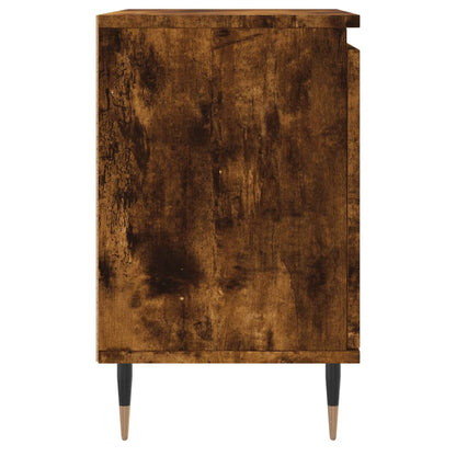 Set of 2 Smoked Oak Bedside Cabinets - 40x30x50 cm Engineered Wood