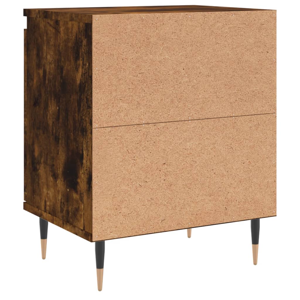 Set of 2 Smoked Oak Bedside Cabinets - 40x30x50 cm Engineered Wood