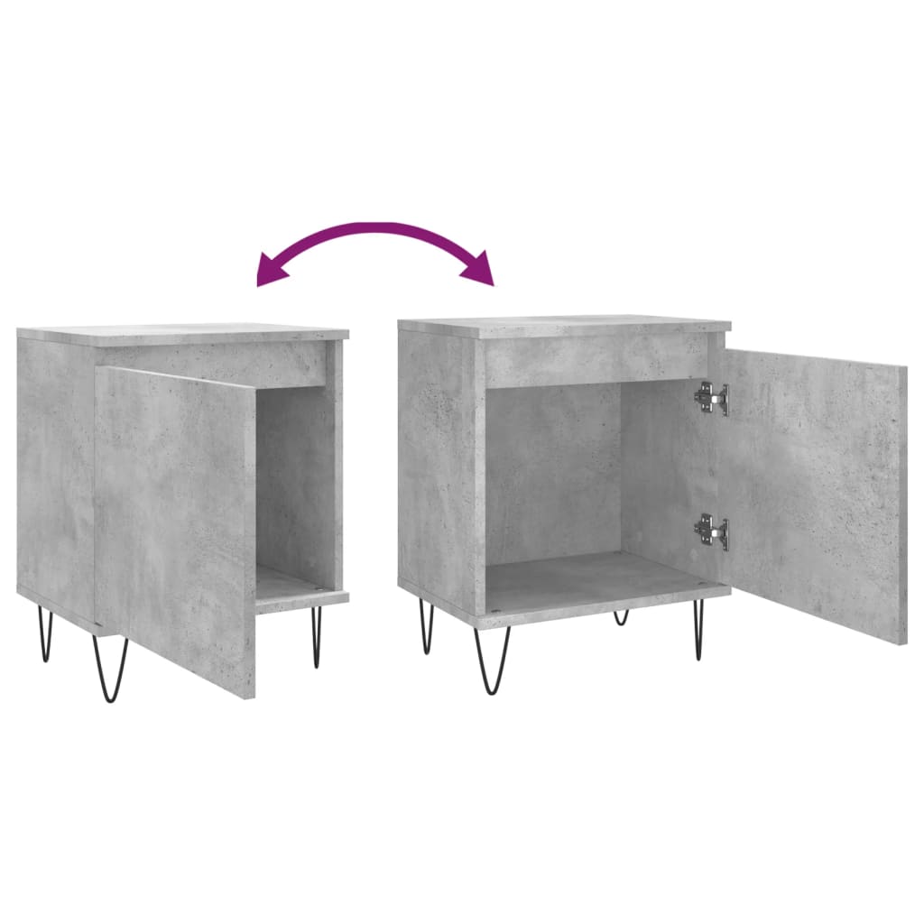 Concrete Grey Bedside Cabinets, 2 Pcs, 40x30x50 cm Engineered Wood