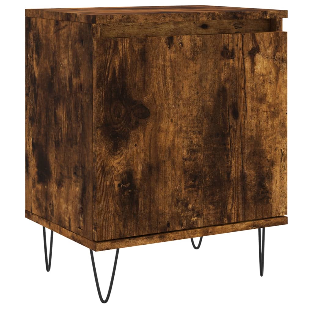 Smoked Oak Bedside Cabinet 40x30x50 cm - Elegant Engineered Wood