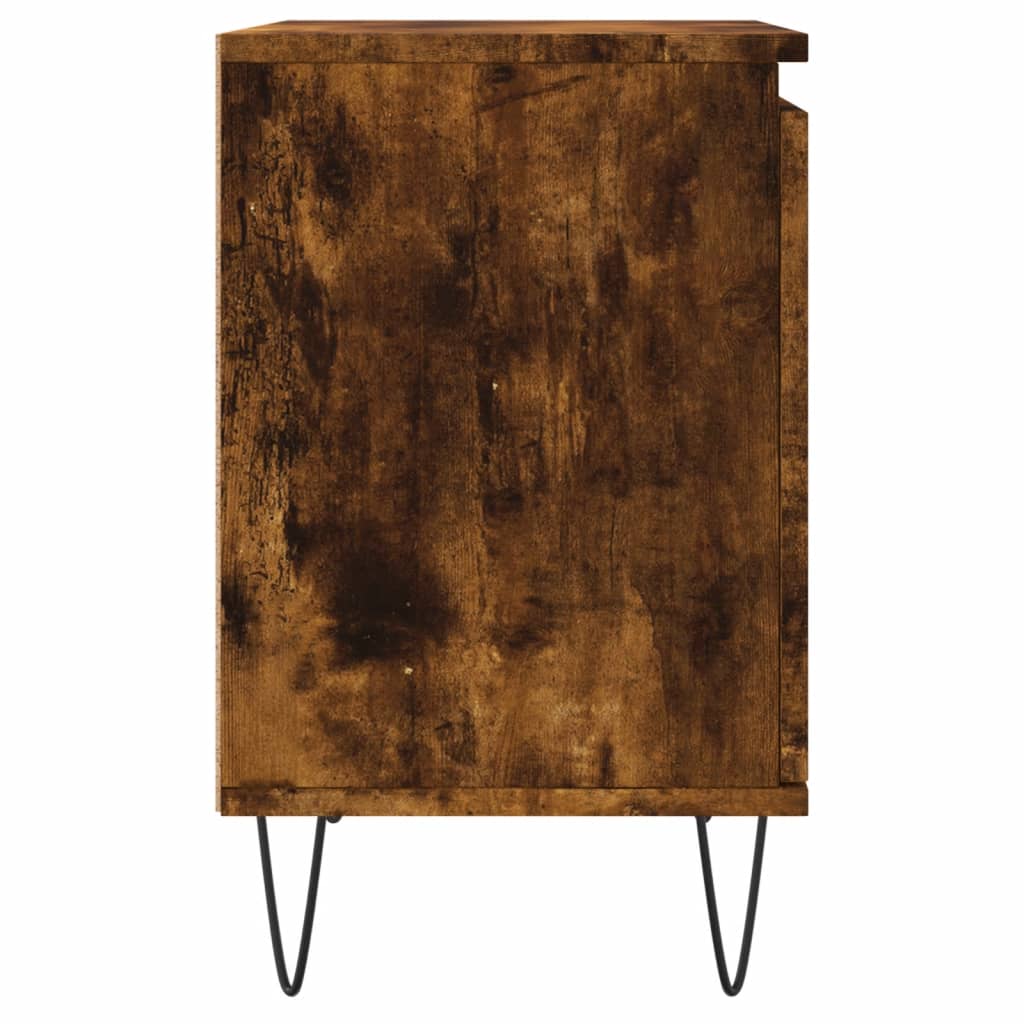 Smoked Oak Bedside Cabinet 40x30x50 cm - Elegant Engineered Wood