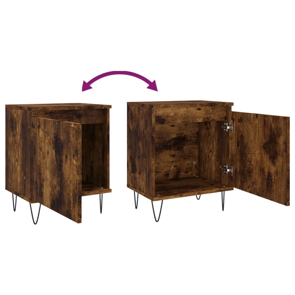 Smoked Oak Bedside Cabinet 40x30x50 cm - Elegant Engineered Wood