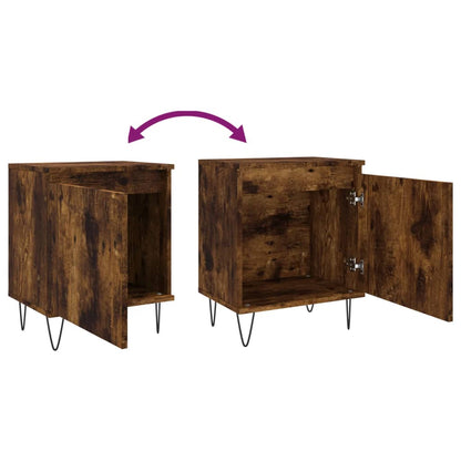 Smoked Oak Bedside Cabinet 40x30x50 cm - Elegant Engineered Wood