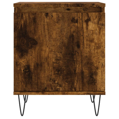 Set of 2 Smoked Oak Bedside Cabinets - 40x30x50 cm Engineered Wood