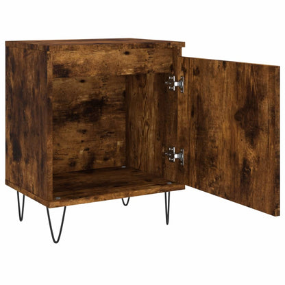Set of 2 Smoked Oak Bedside Cabinets - 40x30x50 cm Engineered Wood