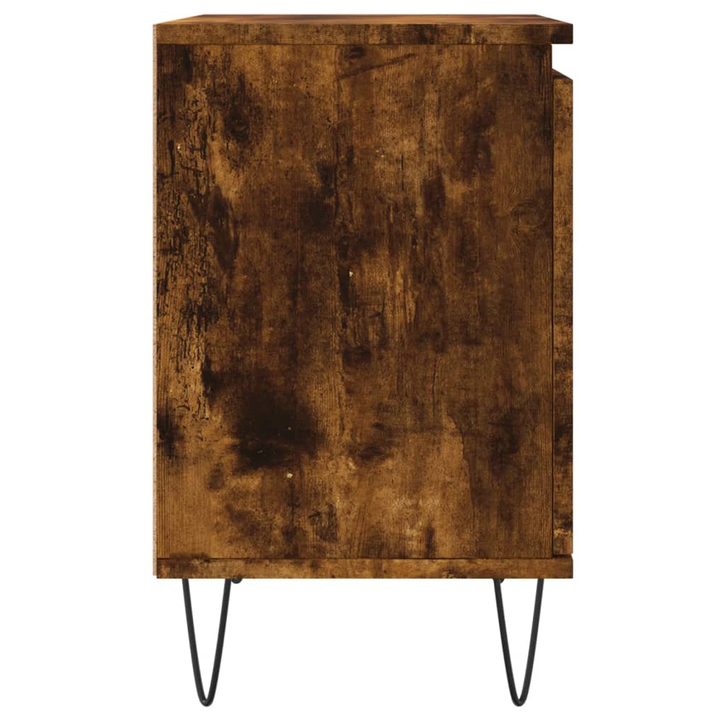 Set of 2 Smoked Oak Bedside Cabinets - 40x30x50 cm Engineered Wood