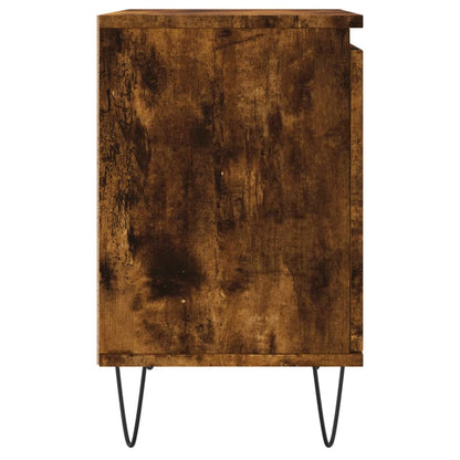 Set of 2 Smoked Oak Bedside Cabinets - 40x30x50 cm Engineered Wood