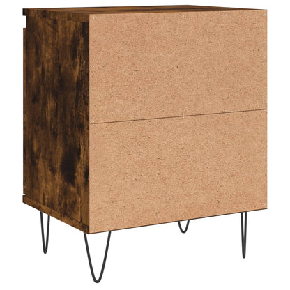 Set of 2 Smoked Oak Bedside Cabinets - 40x30x50 cm Engineered Wood