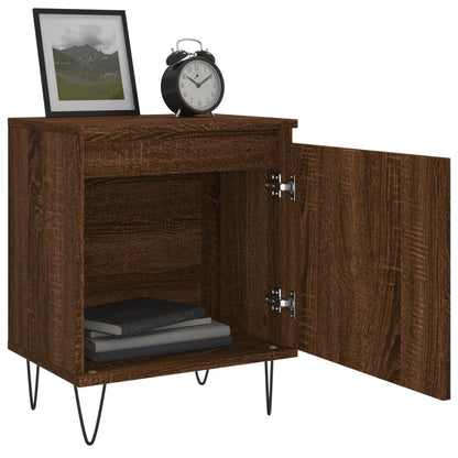 Compact Brown Oak Bedside Cabinet 40x30x50 cm - Engineered Wood