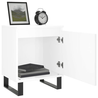 High Gloss White Bedside Cabinets - Set of 2, 40x30x50 cm