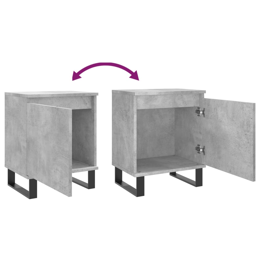 Concrete Grey Bedside Cabinets 2 Pcs - Engineered Wood, 40x30x50 cm