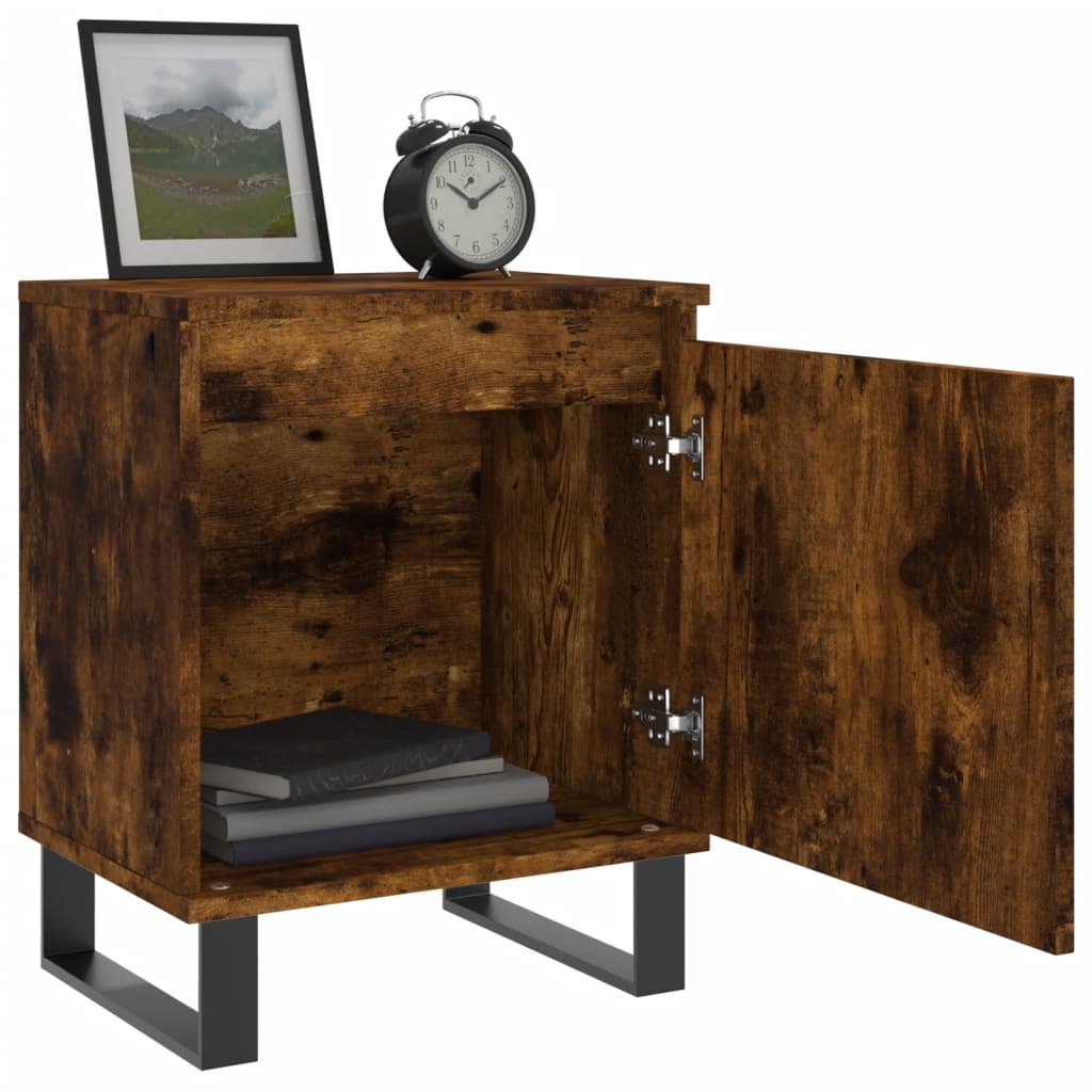 Smoked Oak Bedside Cabinets Set - 2 Pcs, Engineered Wood, 40x30x50 cm