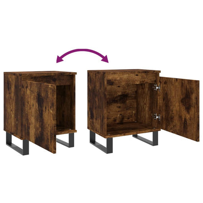 Smoked Oak Bedside Cabinets Set - 2 Pcs, Engineered Wood, 40x30x50 cm