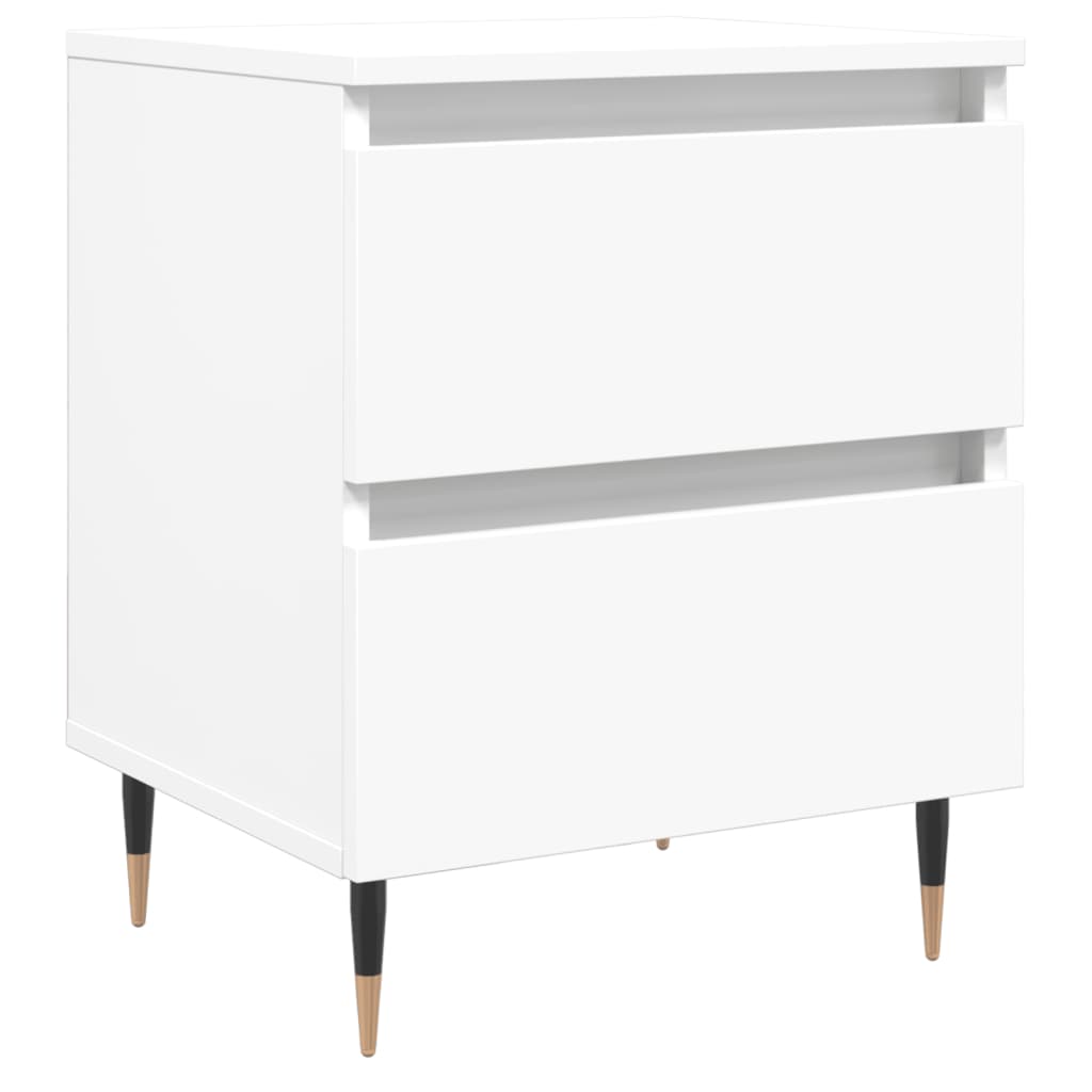 White Engineered Wood Bedside Cabinet - 40x35x50 cm