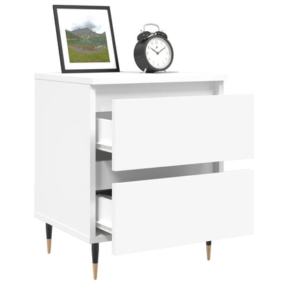 White Engineered Wood Bedside Cabinet - 40x35x50 cm