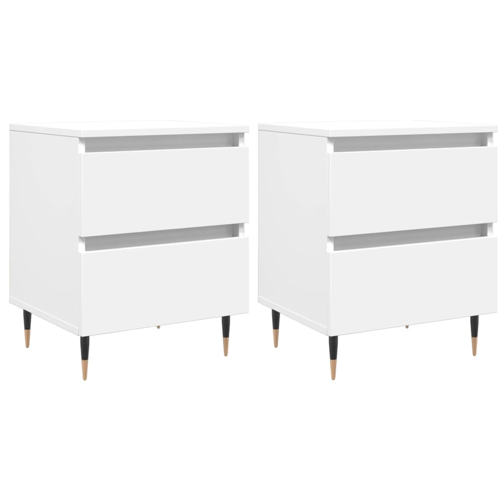 White Engineered Wood Bedside Cabinets Set, 40x35x50cm, 2-Pack