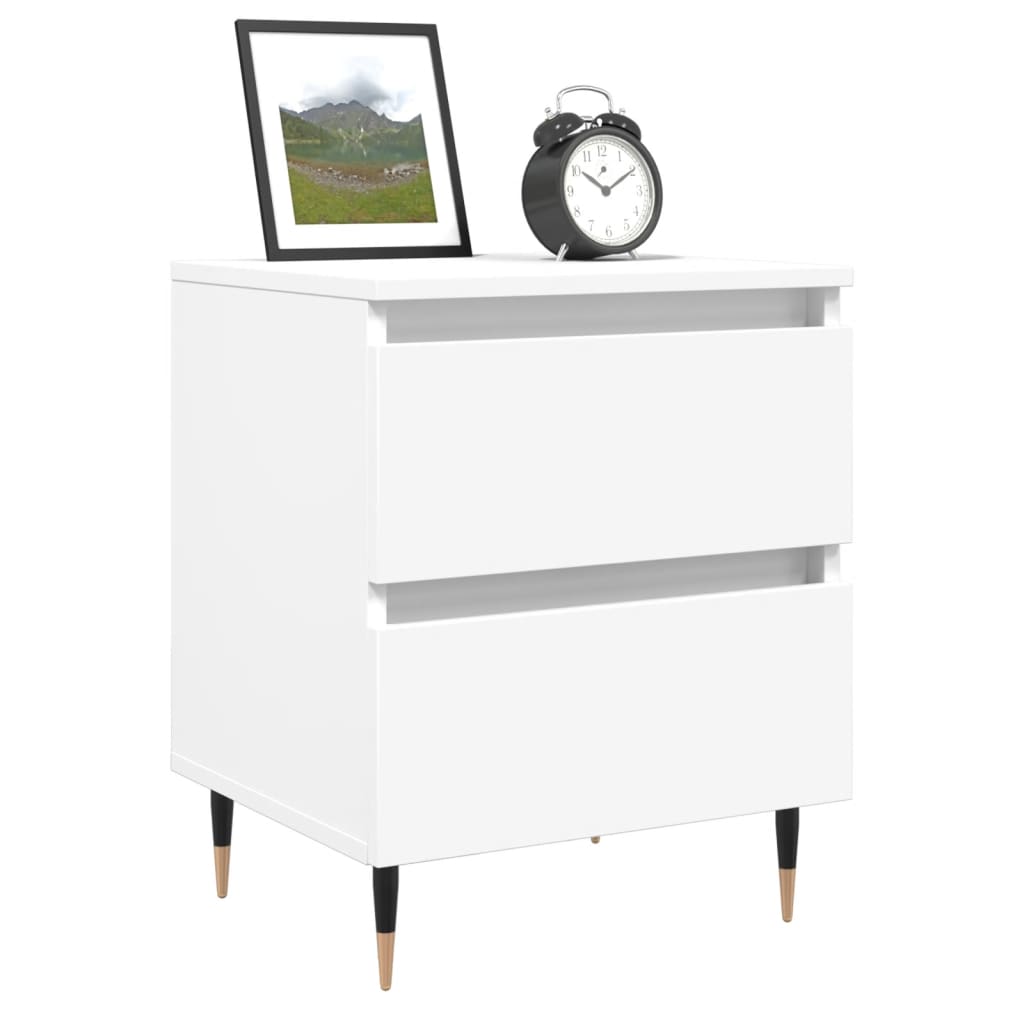 White Engineered Wood Bedside Cabinets Set, 40x35x50cm, 2-Pack