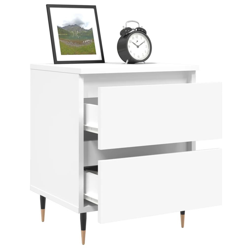 White Engineered Wood Bedside Cabinets Set, 40x35x50cm, 2-Pack